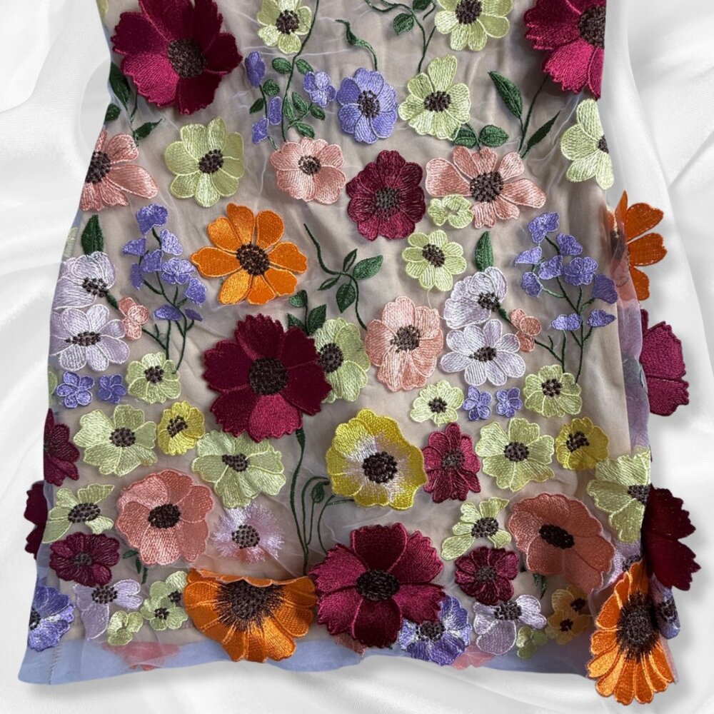 Inspired by Taylor Swift's Floral Appliqué Grammy Dress! Boho Mini Fairycore SM - Picture 14 of 16